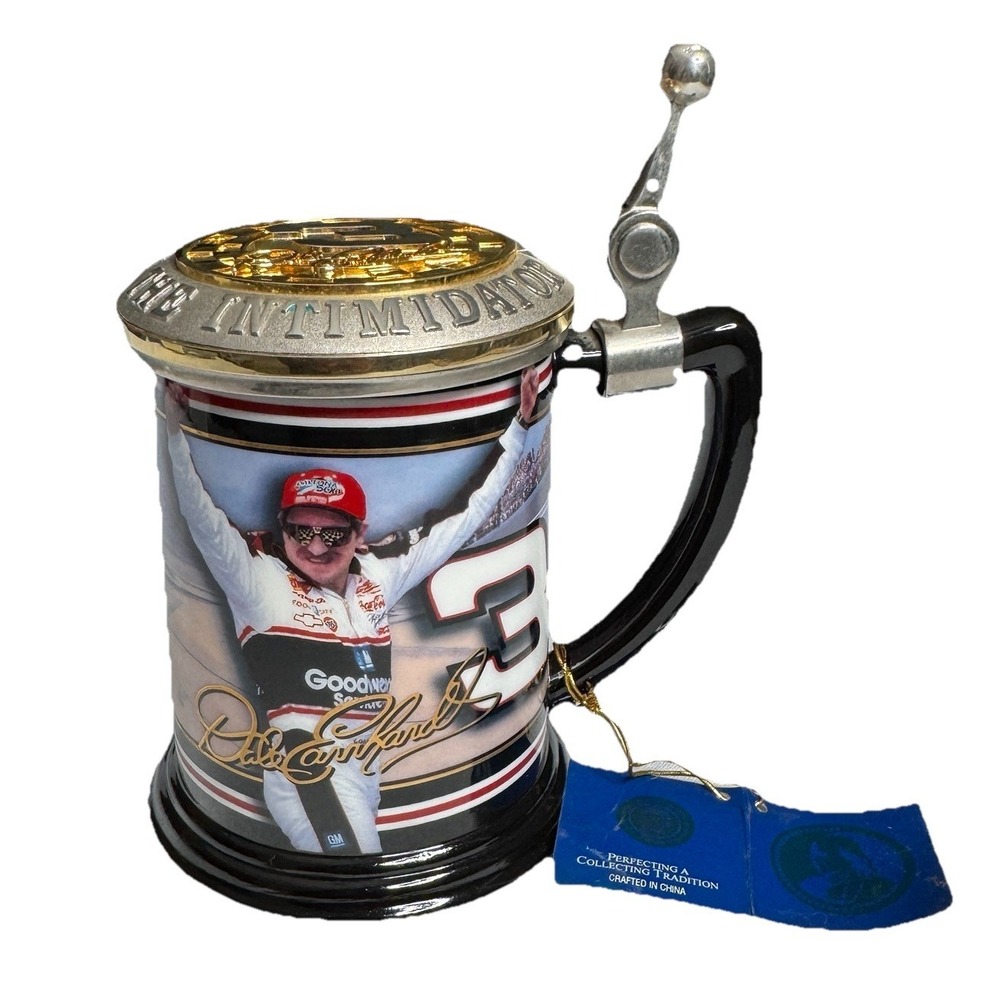 Dale Earnhardt 3 Franklin Mint Collector Tankard Lidded Beer Stein  Mug Cup New